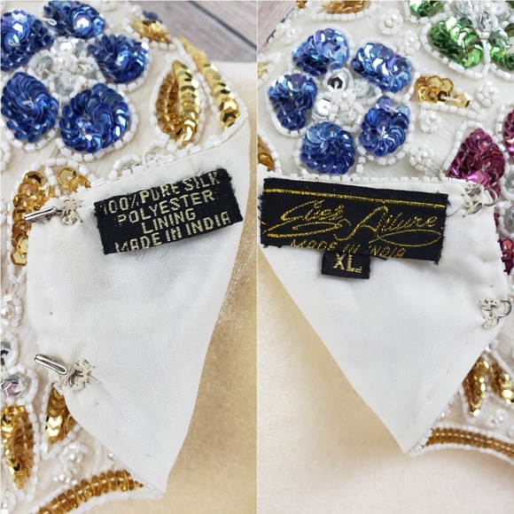 Vintage Eve's Allure Sequin Beaded Silk Dress Lrg - Picture 7 of 8